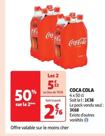 Auchan COCA COLA 4 x 50 cl offre