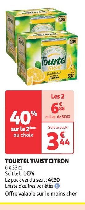 Auchan TOURTEL TWIST CITRON offre