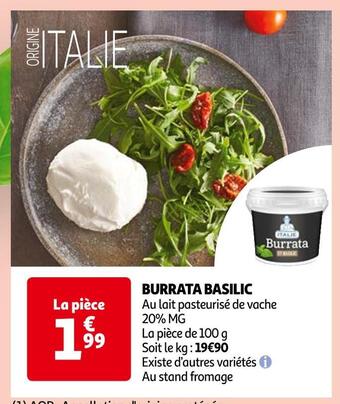 Auchan Burrata basilic offre