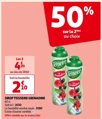 Auchan Teisseire sirop grenadine offre