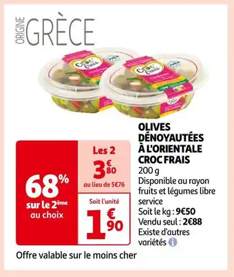 Auchan Croc frais olives dénoyautées à l'orientale offre