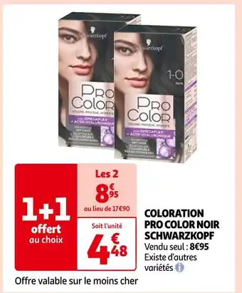 Auchan Schwarzkopf coloration pro color noir offre