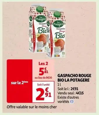 Auchan La potagere gaspacho rouge bio offre