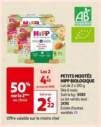 Auchan Supermarché Hipp petits mijotés biologique offre