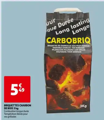 Auchan Supermarché Carbobriq briquettes charbon de bois 3 kg offre