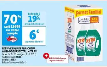 Auchan Supermarché X-tra lessive liquide fraîcheur anti-odeurs total (1) offre