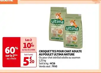 Auchan Ultima croquettes pour chat adulte au poulet nature offre