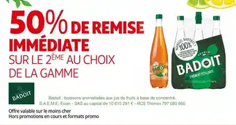 Auchan Supermarché Badoit 50% de remise immédiate sur le 2ème au choix de la gamme badoit offre