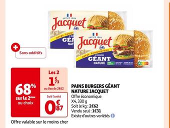 Auchan Supermarché Jacquet pains burgers géant nature offre
