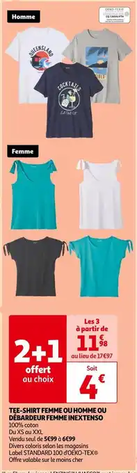 Auchan Inextenso tee-shirt femme ou homme ou débardeur femme offre