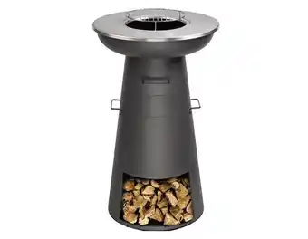 Brasero 3 en 1 grande hauteur et compartiment bois