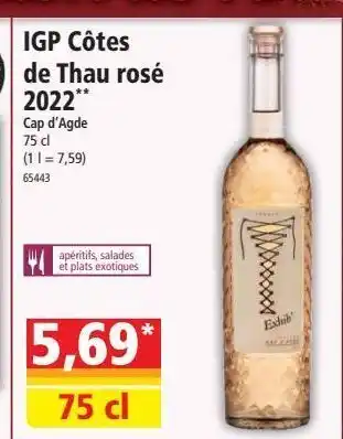 Norma Igp cotes de thau rosé 2022 offre