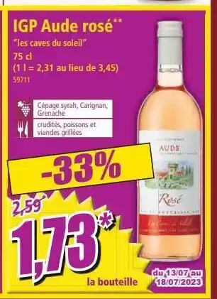 Norma Igp aude rosé offre