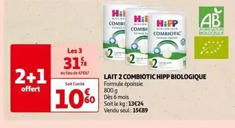 Auchan Hipp biologique lait 2 combiotic offre
