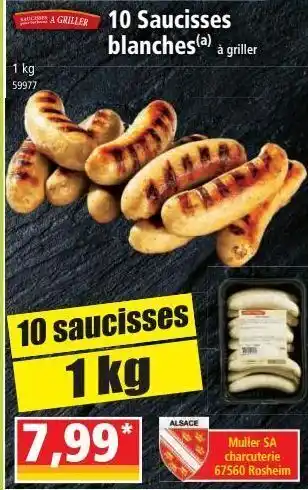 Norma 10 saucisses blanches offre