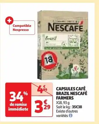 Auchan Supermarché Capsules café brazil nescafé farmers offre