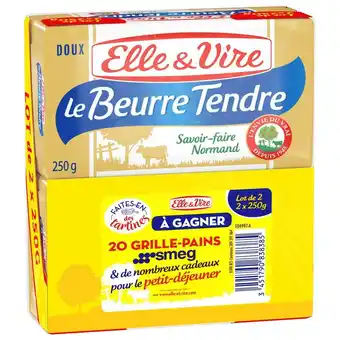 Auchan Supermarché Le beurre tendre doux elle & vire offre