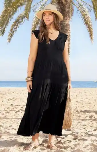 Robe longue avec volants aux manches