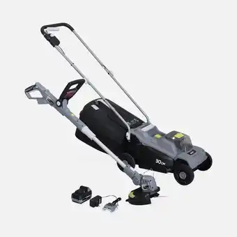 Truffaut Voltr - tondeuse à gazon sans fil 30cm batterie 20v lithium 4ah et chargeur + débroussailleuse sans fil ø25cm avec batterie l offre