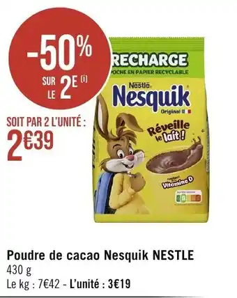 Géant Casino Poudre de cacao Nesquik NESTLE offre