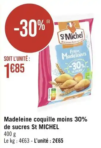 Madeleine coquille moins 30% de sucres St MICHEL