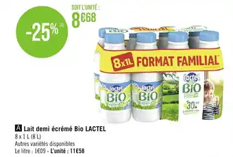 Lait demi écrémé Bio LACTEL