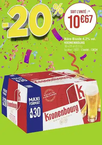 Géant Casino Bière Blonde 4.2% vol. KRONENBOURG offre