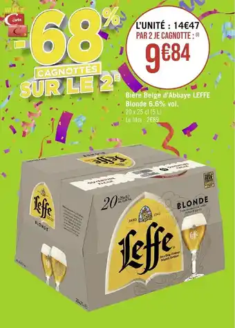 Géant Casino Bière Belge d'Abbaye LEFFE Blonde 6.6% vol. offre