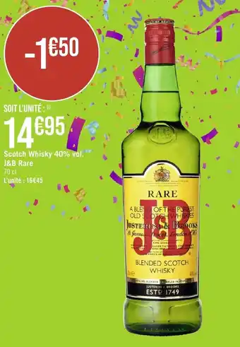 Géant Casino Scotch Whisky 40% vol. J&B Rare offre