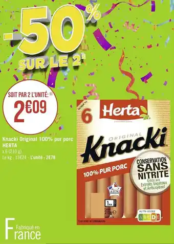 Géant Casino Knacki Original 100% pur porc HERTA offre
