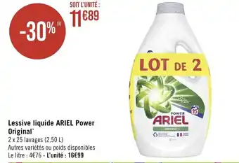 Géant Casino Lessive liquide ARIEL Power Original* offre
