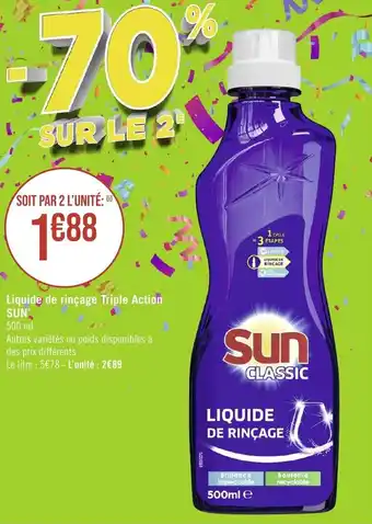 Géant Casino Liquide de rinçage Triple Action SUN offre