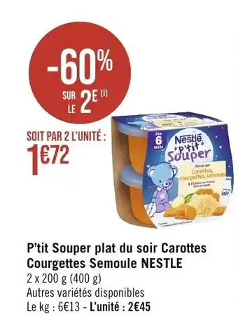 P'tit Souper plat du soir Carottes Courgettes Semoule NESTLE