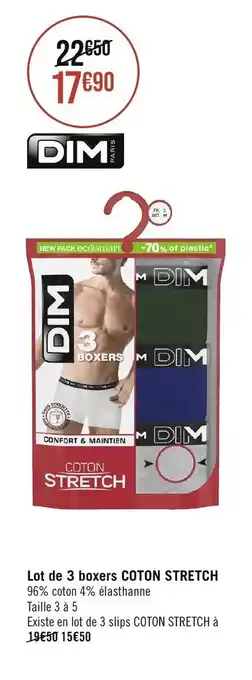 Géant Casino Lot de 3 boxers COTON STRETCH offre