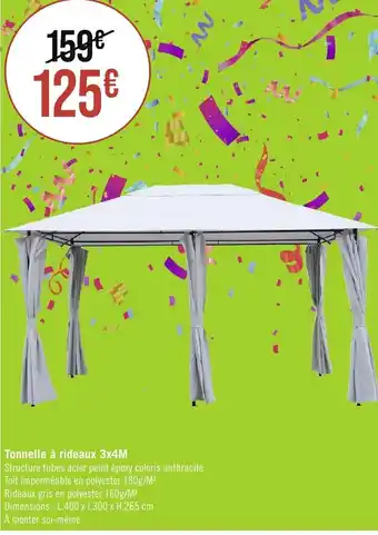 Tonnelle à rideaux 3x4M