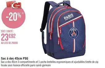 Géant Casino Sac a dos 45cm PSG offre