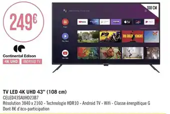 Géant Casino TV LED 4K UHD 43" (108 cm) offre