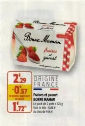 Coccinelle Supermarché Fraises et yaourt BONNE MAMAN offre