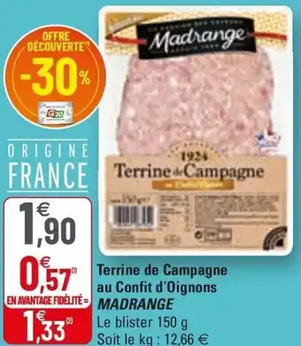 G20 Terrine De Campagne Au Confit d'Oignons offre