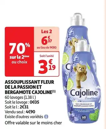 Auchan ASSOUPLISSANT FLEUR DE LA PASSION ET BERGAMOTE CAJOLINE (¹) offre