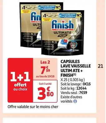 Auchan CAPSULES LAVE VAISSELLE ULTIMATE + FINISH (¹) offre