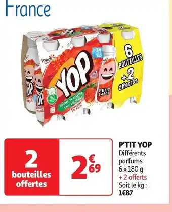 Auchan P'TIT YOP Différents parfums 6 x 180 g +2 offerts offre
