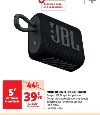 Auchan MINI ENCEINTE JBL GO 3 NOIR offre