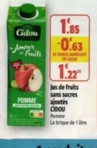 Coccinelle Supermarché jus de fruits sans sucres ajoutés offre
