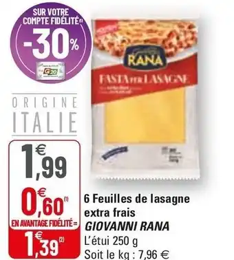 6 Feuilles De Lasagne Extra Frais Giovanni Rana