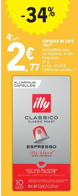 E.Leclerc CAPSULES DE CAFÉ "ILLY" offre