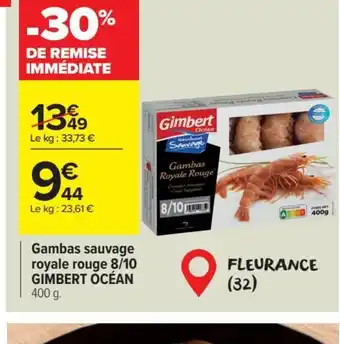 Carrefour Gambas sauvage royale rouge 8/10 GIMBERT OCÉAN 400 g. offre
