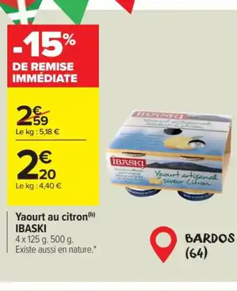 Carrefour Yaourt au citron (b) IBASKI offre