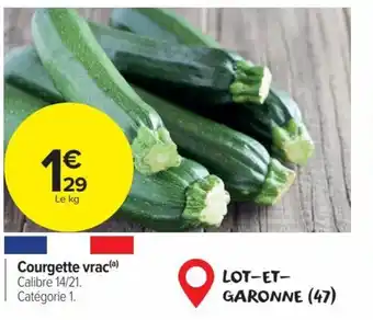 Carrefour Courgette vrac(a) Calibre 14/21. Catégorie 1. offre