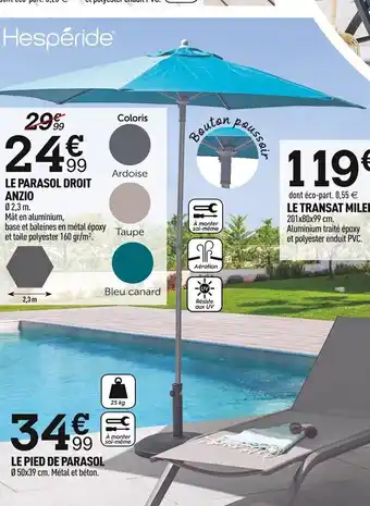Centrakor LE PARASOL DROIT ANZIO offre